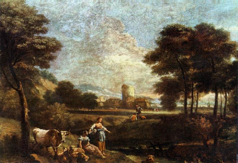 ZAIS, Giuseppe Landscape with Shepherds and Fishermen oil painting picture